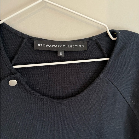 STOWAWAY COLLECTION size small black maternity dress with gold side buttons 1804 - Picture 5 of 9